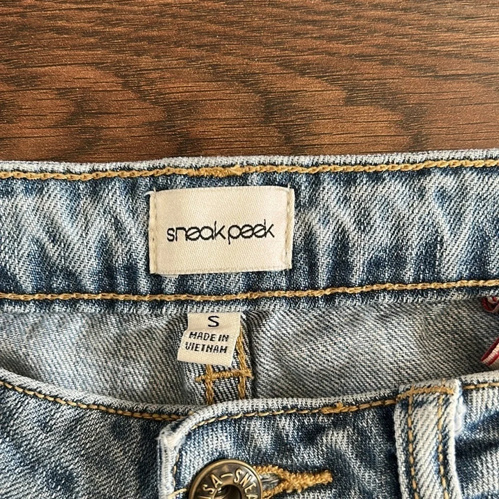Sneak Peek Women's Distressed Denim Shorts | Blue Denim Shorts | Distressed